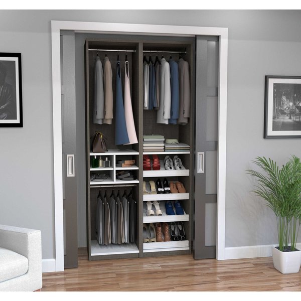 Bestar Cielo 39” Closet Organizer, Bark Grey & White 80855-47